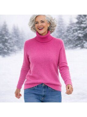 Pursuits Ltd 100% Cashmere Turtleneck Sweater Womens Large Pink